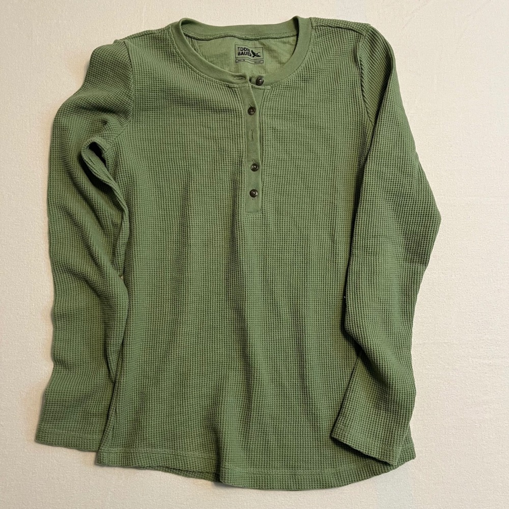Eddie Bauer Waffle Knit Henley Top Womens TM Cotton Thermal Gorpcore Cabin NEW